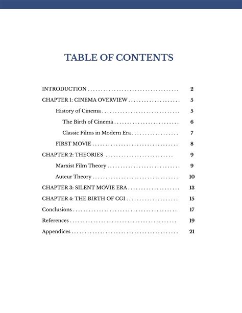 apa 7 table of contents word template